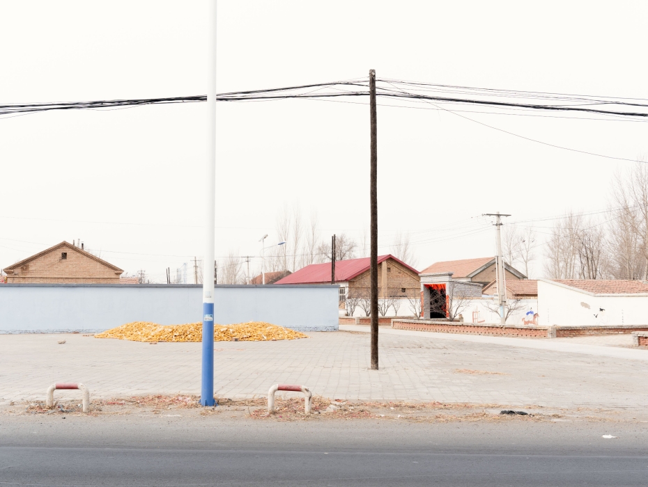 A rural village and utility lines