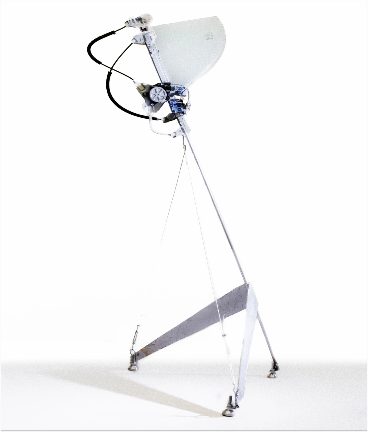 Mechanical projection device on a white background